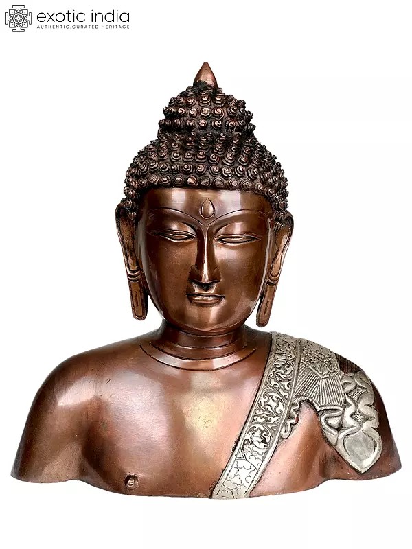 13" Buddha Bust In Brass | Handmade | Made In India