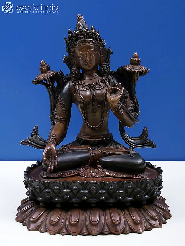 8" Goddess White Tara Copper Statue (Tibetan Buddhist Deity)