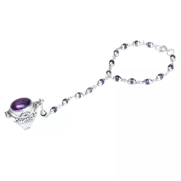 Designer Amethyst and Sterling Silver Slave Bracelet