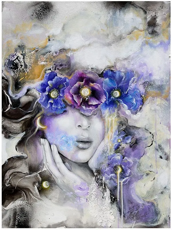 Poppies Moonlight | Mixed Media Art