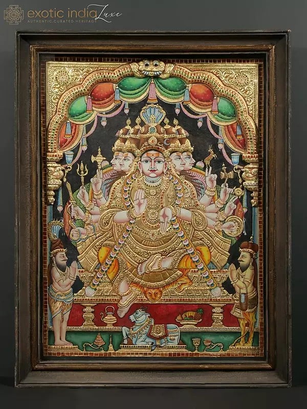Sadashiva Tanjore Painting | With Vintage Teakwood Frame