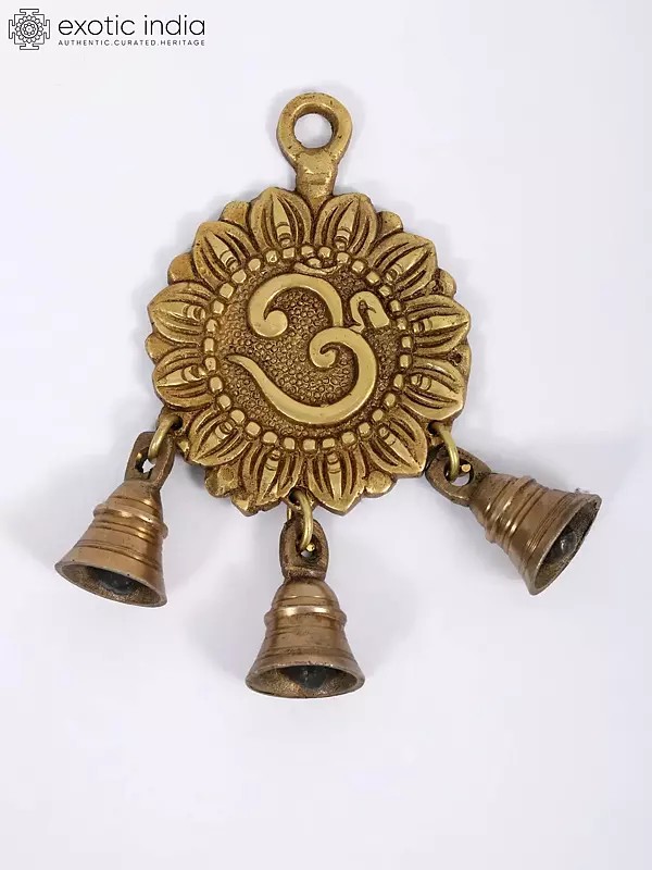 7" Om Hanging Bell in Brass