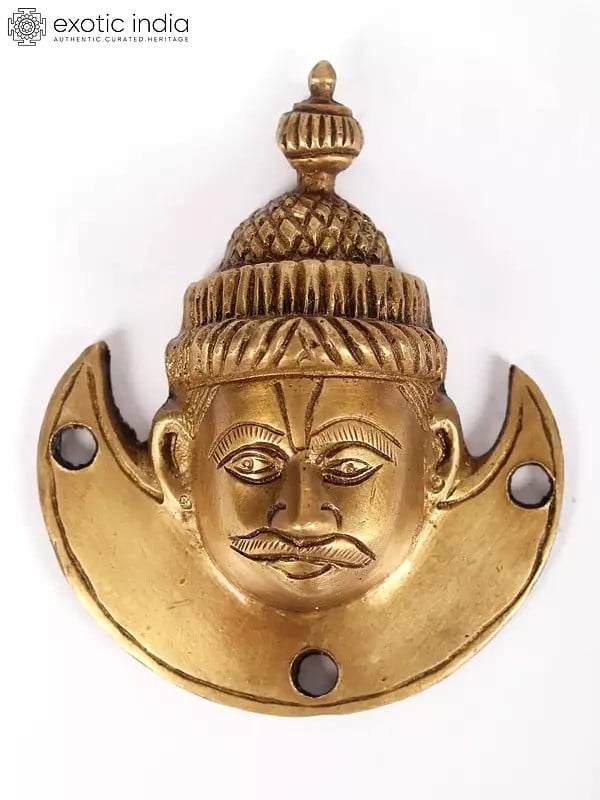 3” Small Face of Chandra Wall Hanging in Brass