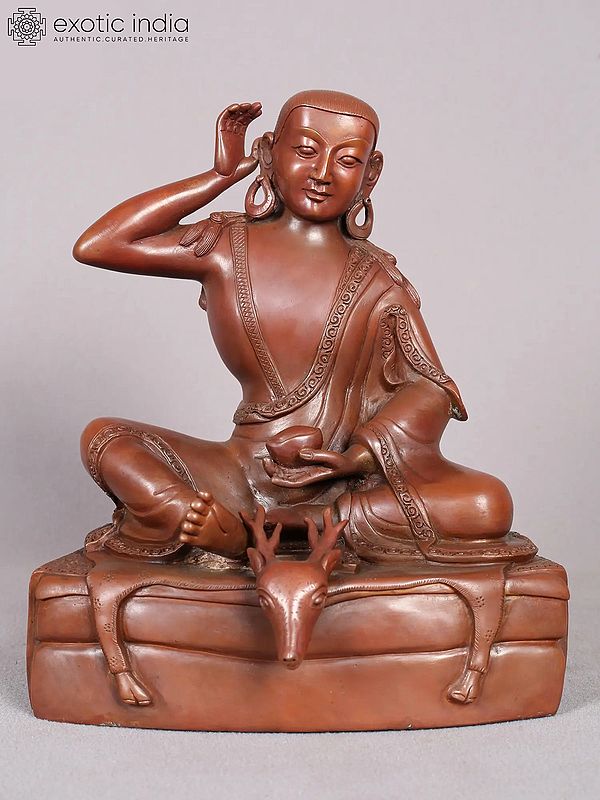 8" Guru Milarepa Copper Statue from Nepal