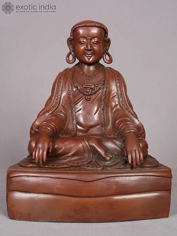 8" Guru Marpa Lotsawa Copper Statue from Nepal - The Teacher of Milarepa