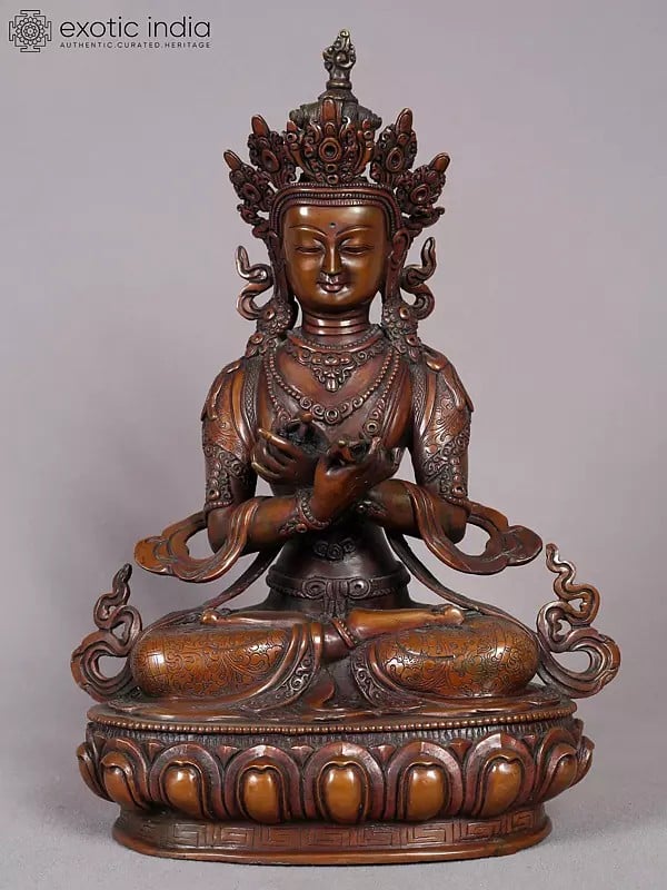 12" Copper Vajradhara Sculpture | Buddhist Deity Statue from Nepal