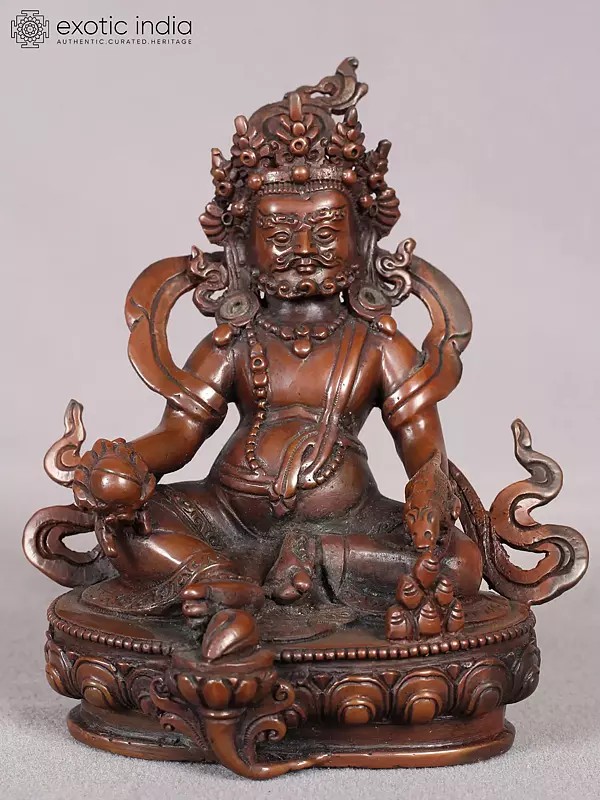 5" Tibetan Buddhist Lord Kubera Copper Idol | Statue from Nepal