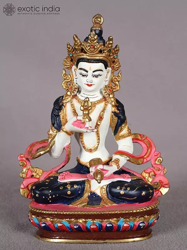 5" Colofrul Tibetan Buddhist Deity Vajrasattva Copper Statue from Nepal