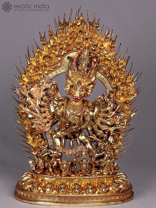 14" Copper Megh Sambara Sculpture from Nepal | Nepalese Copper Statue