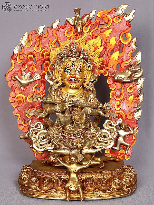 13" Safu Mahakala Copper Statue from Nepal