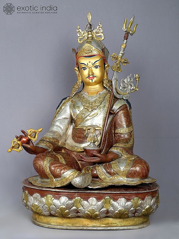 24" Guru Padmasambhava Idol | Copper Statue from Nepal