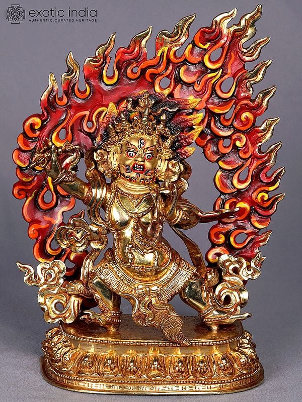 9" Vajrapani Copper Statue from Nepal | Tibetan Buddhist Deity Idol