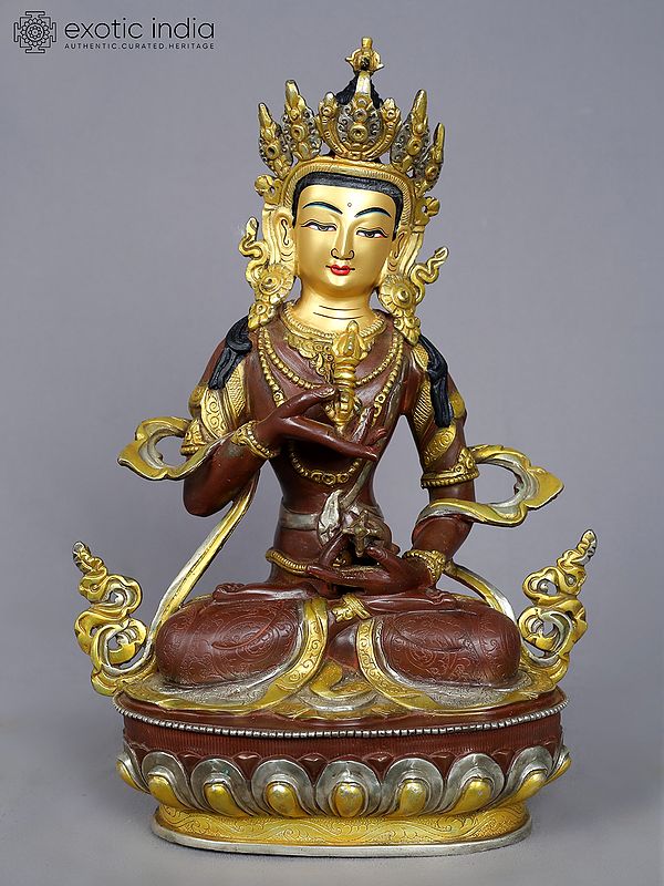 13" Tibetan Buddhist Deity Vajrasattva Copper Statue from Nepal