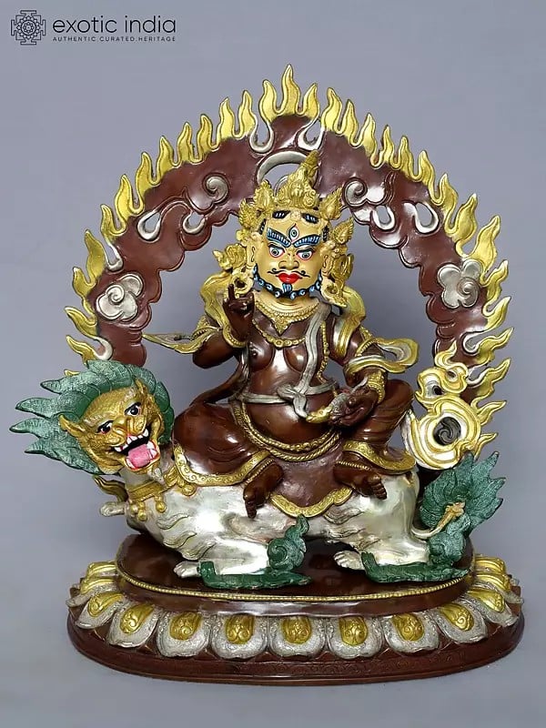 13" Lord Singh Kubera Idol | Nepalese Copper Statue