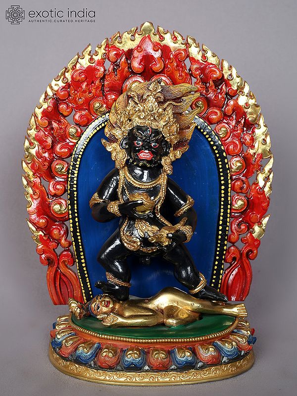 9" Black Lord Kubera Sculpture | Nepalese Copper Statue