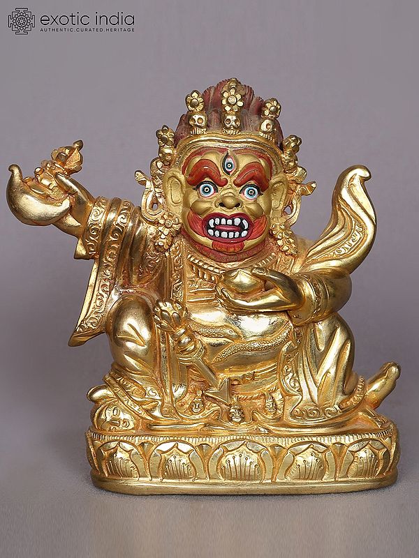 5" Small Lord Kajupa Mahakala Copper Statue from Nepal