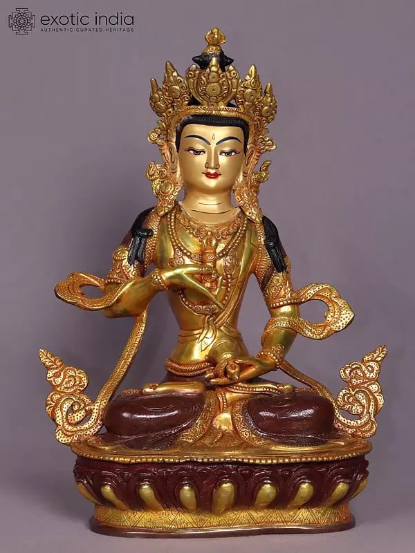 13" Tibetan Buddhist Deity Vajrasattva Statue | Nepalese Copper Idols