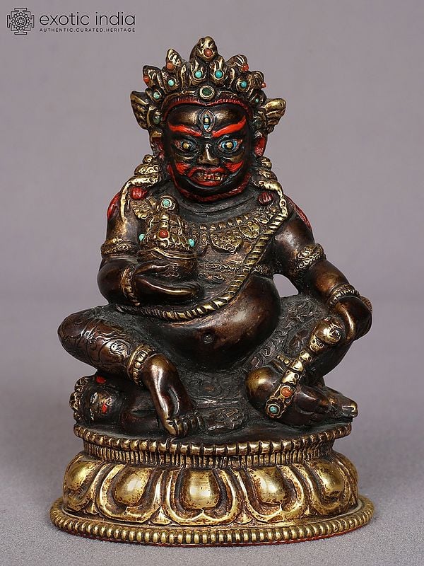 4" Small Superfine Lord Kubera Copper Statue