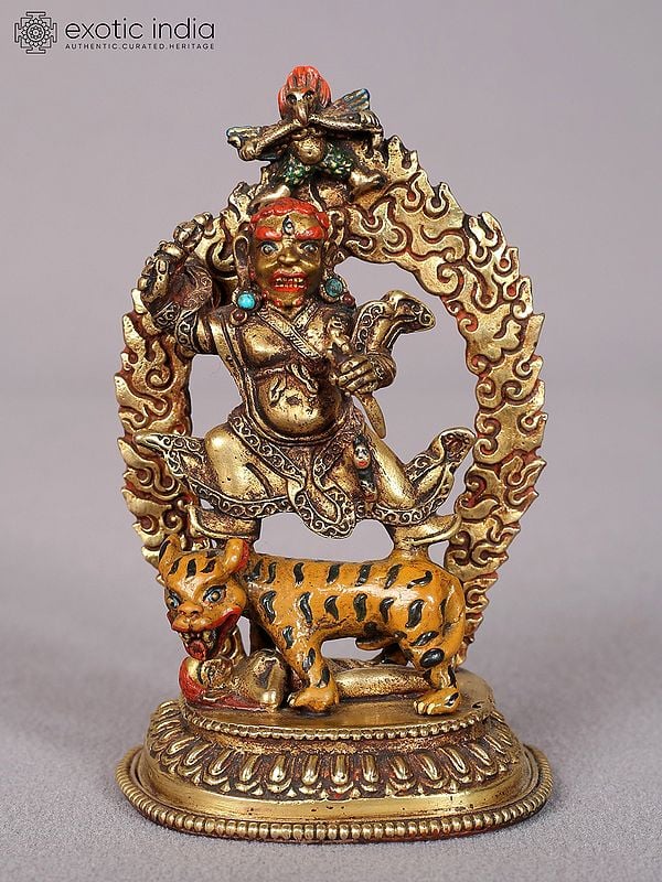 4" Small Superfine Tibetan Buddhist Deity Vajrapani Copper Statue