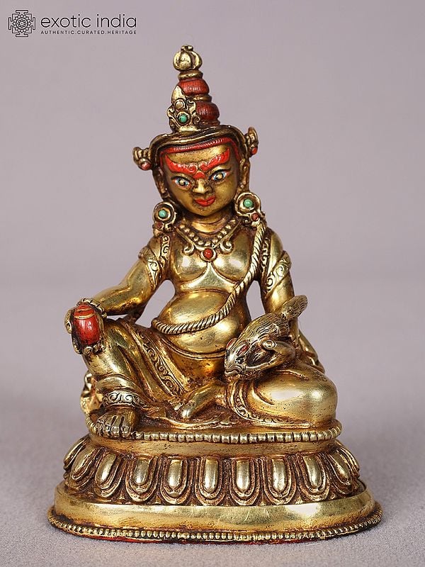 4" Small Copper Superfine Lord Kubera Idol