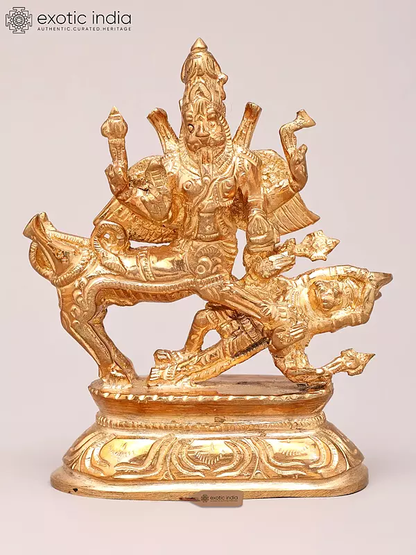 5" Lord Sharabeshwara Bronze Sculpture