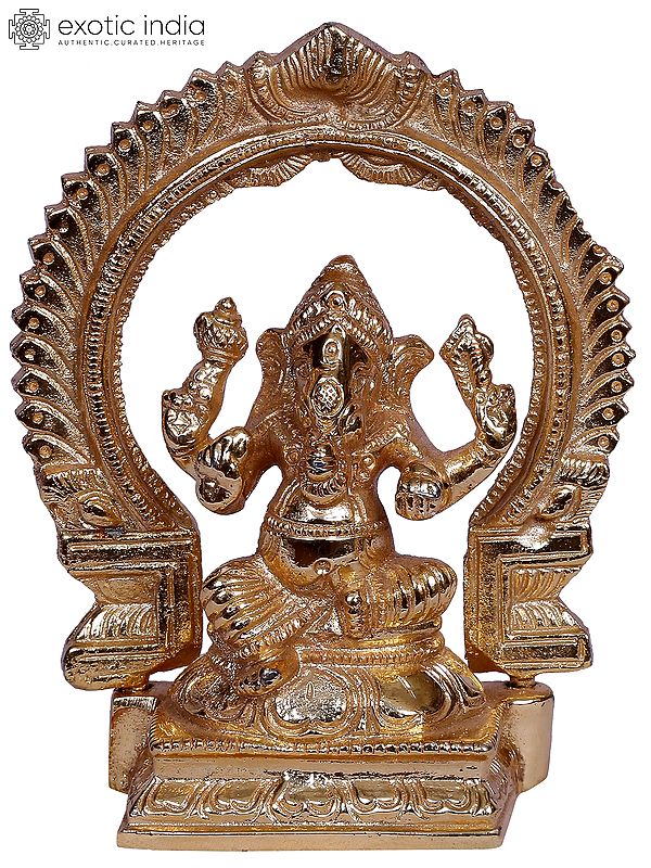 4" Brass Sitting Lord Ganesha Idol with Throne