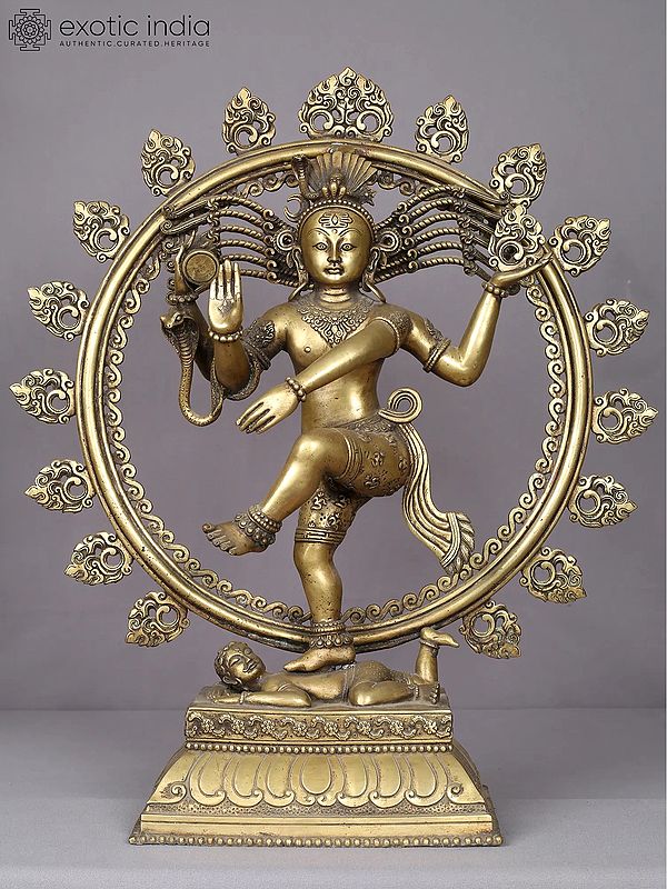 21" Nataraja Brass Statue from Nepal | Hindu God Figurine