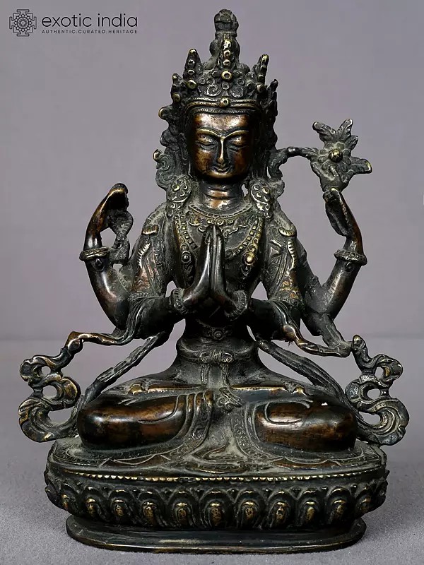 8" Brass Kharchari Statue from Nepal