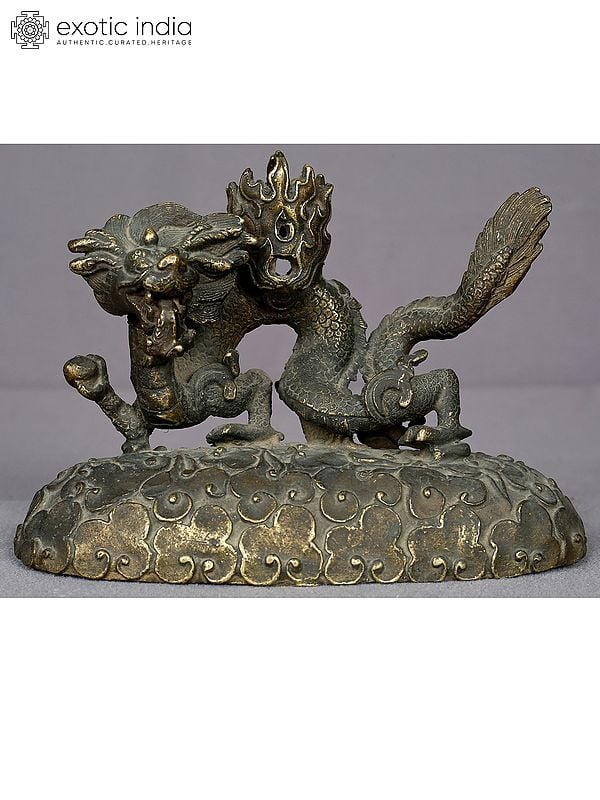 6" Small Brass Dragon Candle Holder from Nepal