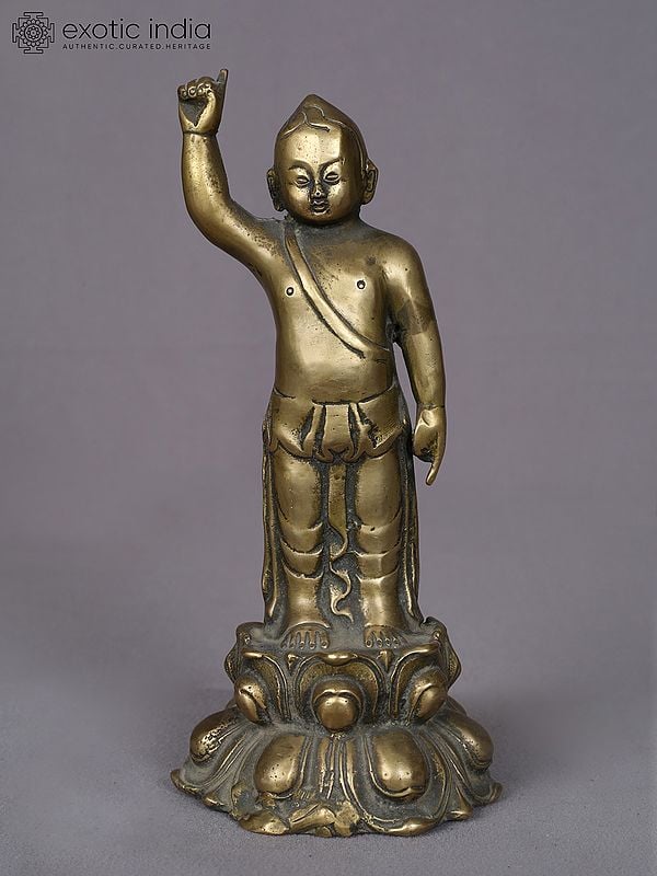 9" Brass Baby Buddha Figurine from Nepal