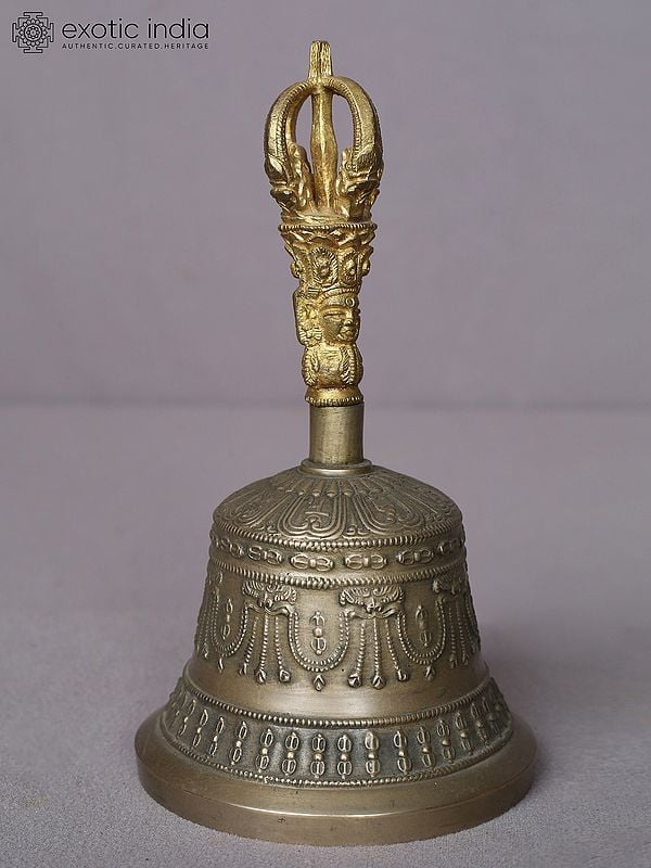 7" Buddhist Brass Dorje Bell from Nepal