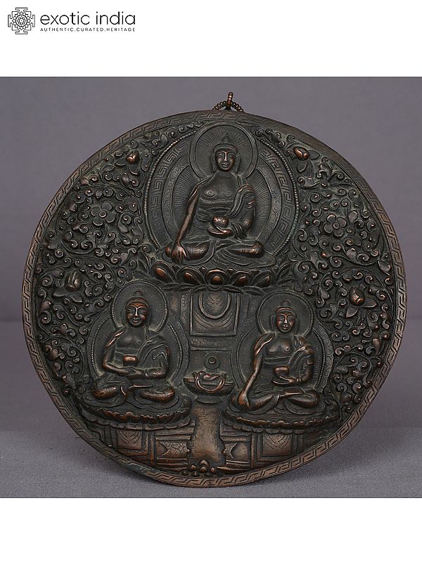 7" Three Buddha Wall Hanging From Nepal