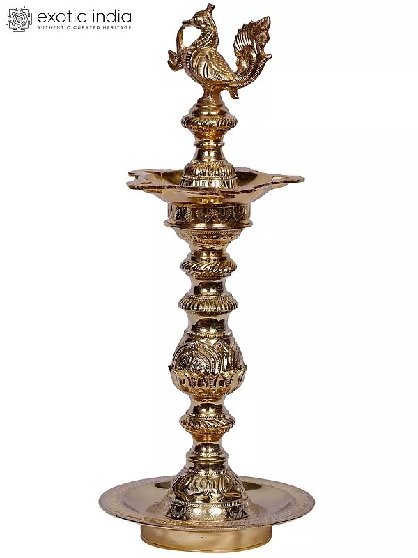 14" Brass Kuthu Vilakku (Oil Lamp)