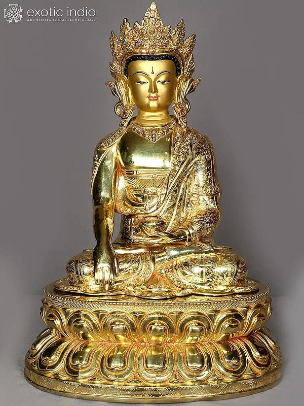 Seated Crown Buddha On Throne From Nepal