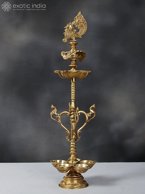 23" Brass Peacock Lamp (Annam Lamp)