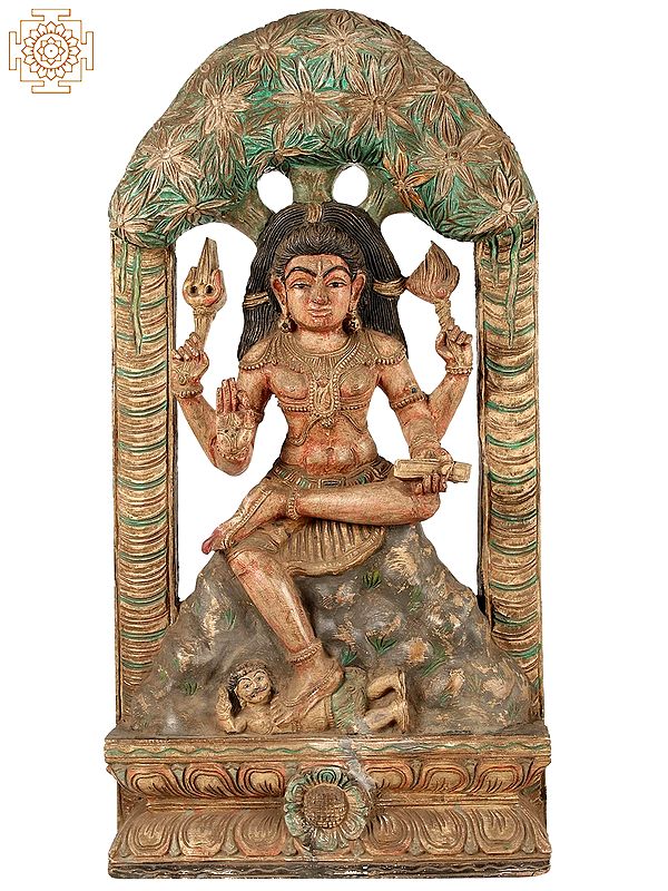 30" Wooden Dakshinamurthy Shiva | Statue Plus Wall Hanging