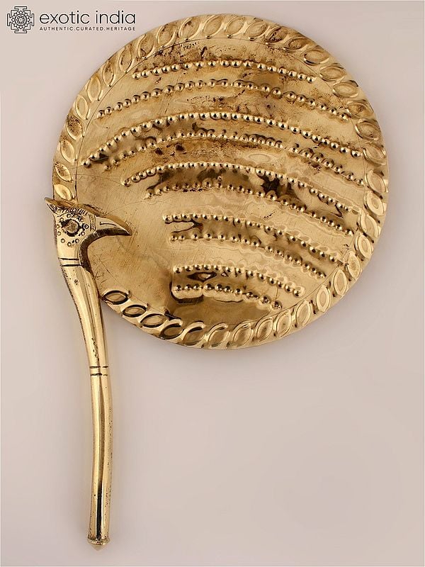 Hindu Shodasa Upachara Hand Fan in Brass