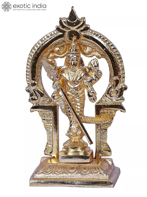 4" Small Thiruvachi Murugar Brass Idol with Gold Plated