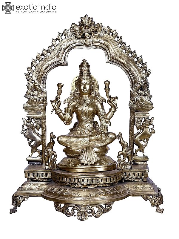 Brass Goddess Lakshmi Statue Bedam with Arch