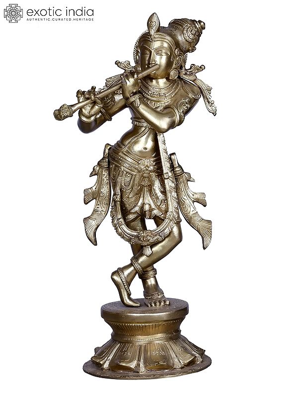 Lord Shri Krishna Play Flute | Brass Statue