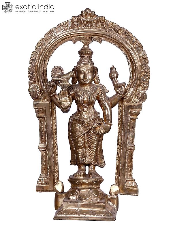 Goddess Meenakshi With Arch | Bronze Statue