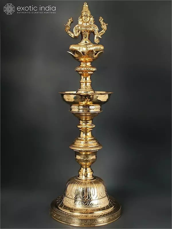 25" Amman Lamp (Goddess Lakshmi Lamp) In Brass | Handmade | Made In India