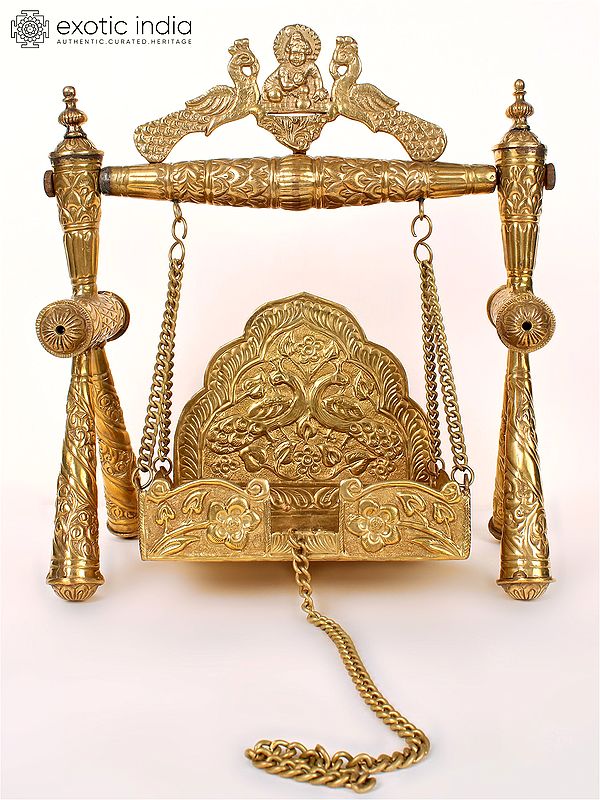 12" Brass Peacock Design Swing for Deity