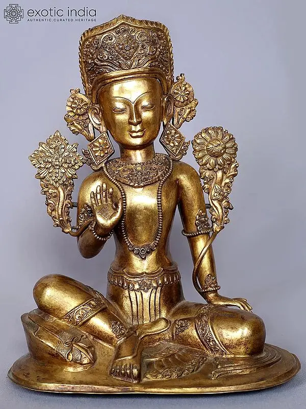 Crowned Indra Gilded Copper Nepalese Statue