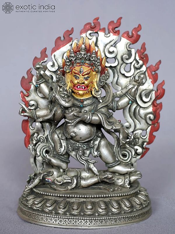 6'' Furious Black Mahakal (Shiva) From Nepal | Silver Statue