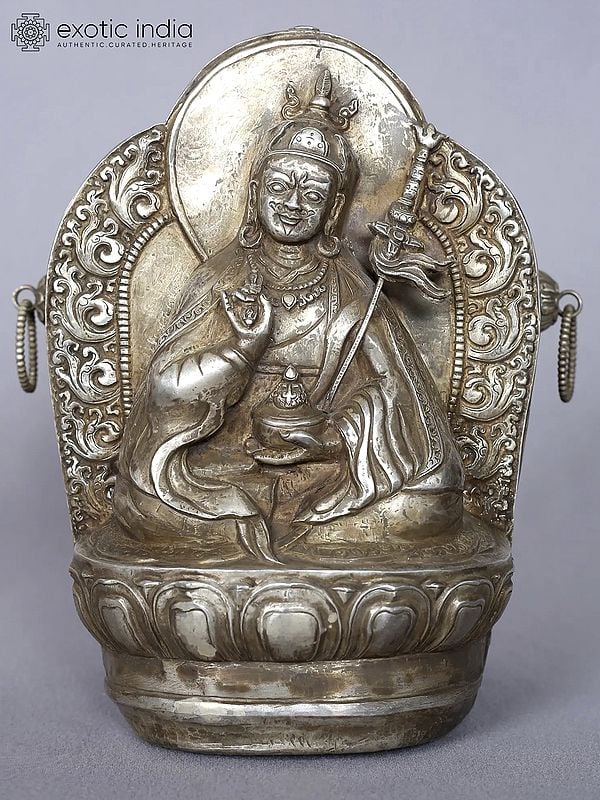 7'' Buddhist Deity Padmasambhava Silver Ghau from Nepal