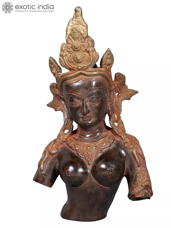 13" Goddess Tara Bust in Brass