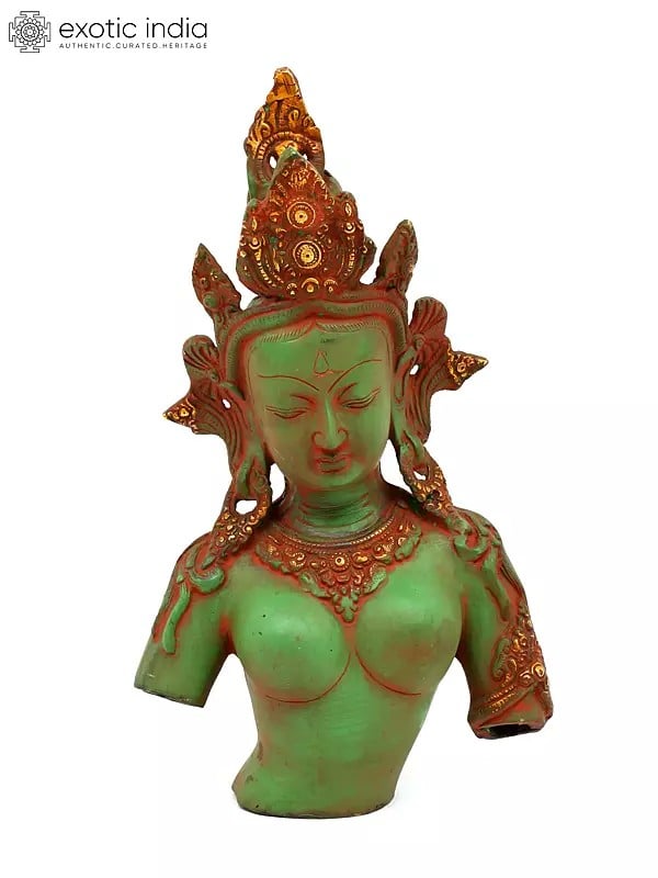 13" Goddess Tara Bust in Brass