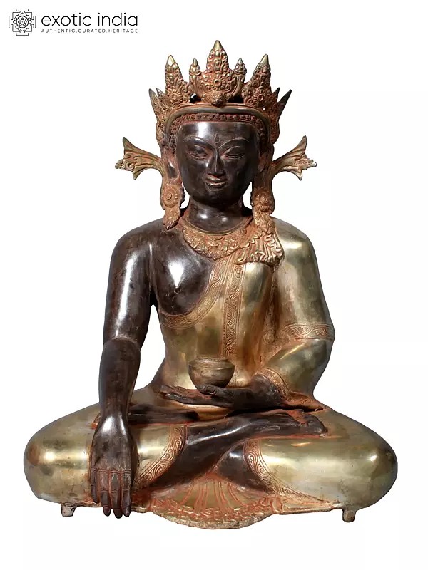 21" Crowned Buddha in Brass