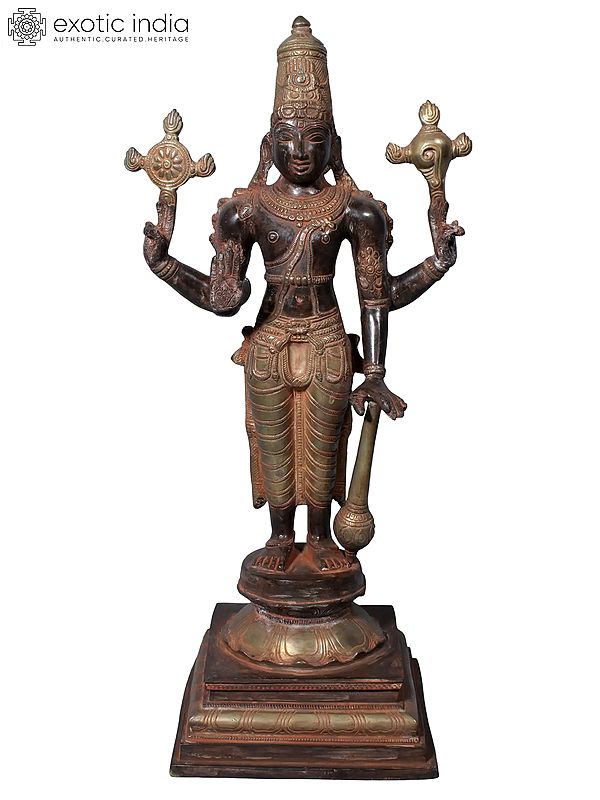 20" Brass Standing Lord Vishnu